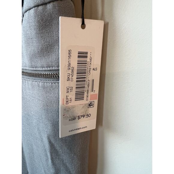 Calvin Klein Dress Pants Women Sz 10 Gray Zip Pocket Tab Waist Tapered Leg - Picture 2 of 5